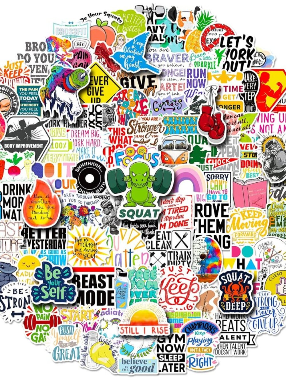 200PCS Workout Motivational Stickers for Water Bottles, Laptop & Journal